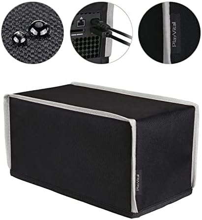 PlayVital Nylon Horizontal Dust Cover for Xbox Series X Console, Soft Neat Lining Dust Guard, Anti Scratch Waterproof Cover Sleeve for Xbox Series X Console - Black & Light Gray Trim
