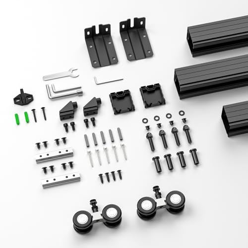 FLYVLIEG Heavy Duty Sliding Barn Door Track Kit, Ceiling Mount Box Rail Barn Door Hardware Kit for Single Door, Easy Install, 8FT(No Door) by FLYVLIEG - Image 8