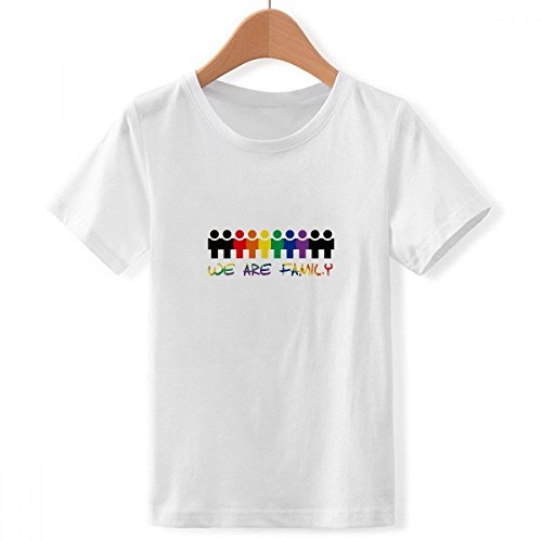 T-Shirt Crew Family LGBT Rainbow Flag multicolore en coton blanc pour garçon taille XXL