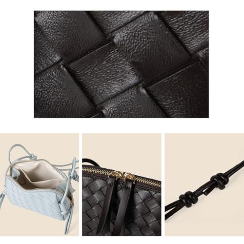 JYG Woven Crossbody Bags for Women PU Leather Handwoven Shoulder Bag Mini Clutch Purses with Adjustable Strap 20253