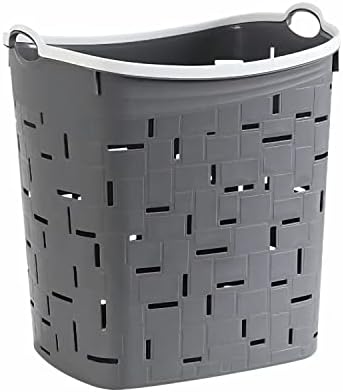 ORGA ECO-FRIENDLY Plastic Laundry Basket Hamper/Storage Container/Organizer Space Saving Hamper/Basket (Grey, 45x35.5x48.5cm)