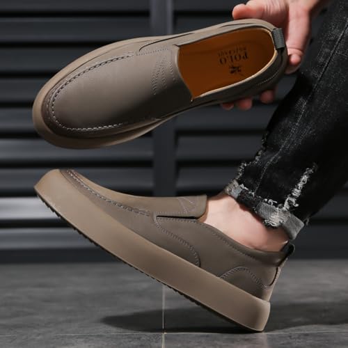 Men's Handmade Retro Leather Slip-On Flat Loafers Shoes with Arch Support Low Top Round Toe Comfort Lightweight Driving Travel Walking Boat Shoes4