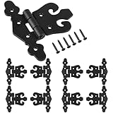 Otoolling 8 Pack 4.5 Inch Cabinet Door Hinge, Rust Resistant Black Powder Coated Wrought Iron Antique Flush...