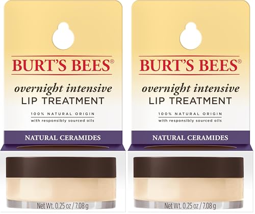 Burt's Bees 100% Natural Origin Overnight Intensive Lip Treatment with Ceramides, 7.08g (Pack of 2)