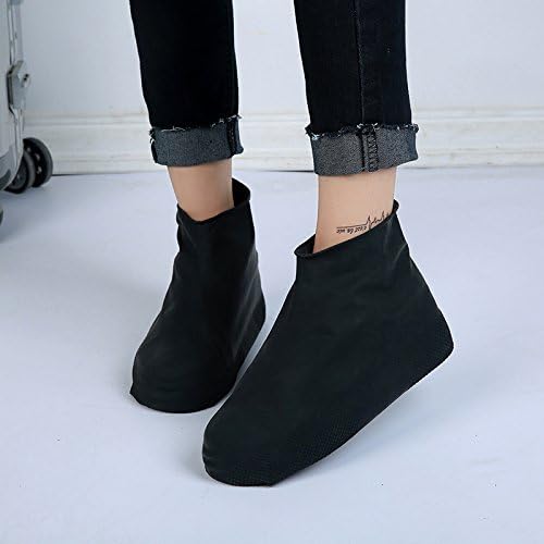 Water Shoe Covers Unisex Anti-Slip Rainy Waterproof Desert Sand Control Reusable PVC High Top Shoe Cover L for Men Women （1 Pack Black)