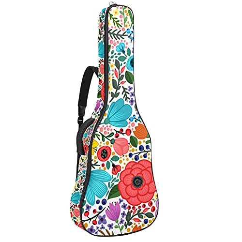 Sac à dos guitare 106 cm au motif floral coloré pour basse et ukulélé