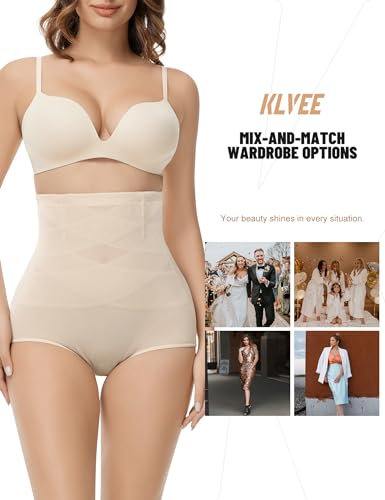 Klvee Shapewear Tummy Control Underwear High Waisted Girdle Body Shaper Butt Lifting Panties Spanks Beige thumb #5