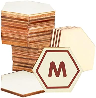 Unfinished Hexagon Wood Pieces, 30 PCS Wood Cutouts(3.5" x 3"), Wood Pieces for Crafts, Hexagon Wood Slices for DIY Arts Hobbies Christmas Decorations