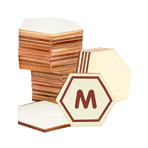 Unfinished Hexagon Wood Pieces, 30 Pcs Wood Cutouts(3.5" X 3"), Wood Pieces For Crafts, Hexagon Wood Slices For Diy Arts Hobbies Christmas Decorations #TOP2