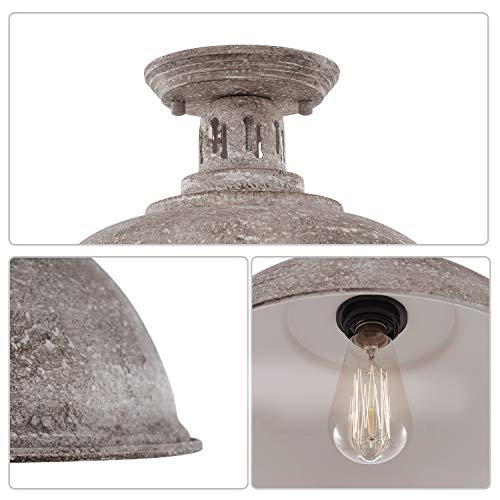 HMVPL Farmhouse Close to Ceiling Light, Vintage Semi Flush Mounted Lighting Fixture Industrial Ceiling Lamp for Kitchen Island Dining Room Foyer Hallway Porch Barn Loft