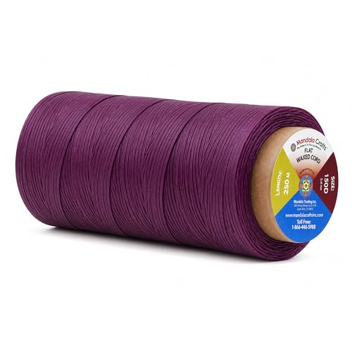Mandala Crafts 150D 0.8mm Plum Flat Waxed Thread for Leather Sewing
