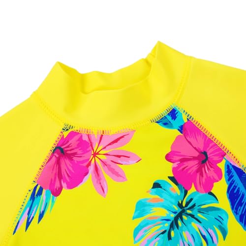 Image of Girls Two Piece Swimsuit Long Sleeve Floral Bathing Suit UPF 50+ Summer Beach Swimwear