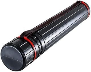 RAYLU PAPER® - Flat Tube, documents and Poster, extendable from 45 to 74 cm, Diameter 7 cm, with Shoulder Bag, Black., Black/White, Plane-Holder Tube, Documents and Poster, Extendable