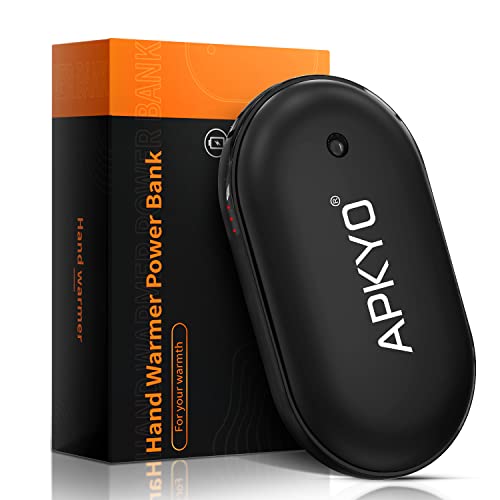 APKYO Chauffe-mains avec batterie externe, chauffe-mains rechargeable, chargeur USB 5200 mAh, 3 niveaux de chauffage, cadeaux d'hiver pour la famille, les amis pour Noël Cover