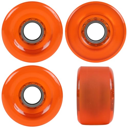 Longboard Wheels 70mm x 42mm 82A Stone Ground Clear Orange 4-Pack