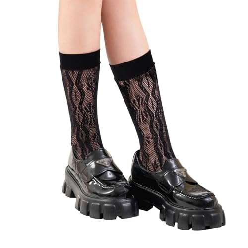 Image of Women's Lace Socks Ankle Socks Bow Short Socks Mesh Crew Socks High Elastane Knee High Stockings for Women Girls