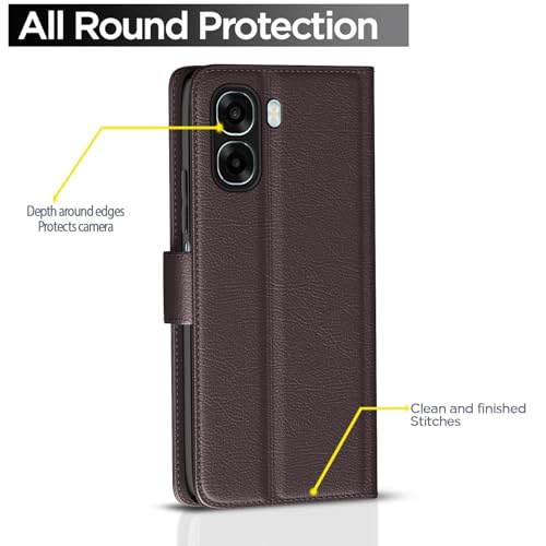 Image of Amazon Basics Flip Cover for Oppo K14x 5G / Oppo A6x 5G / Oppo A6s Leather Finish | Wallet Stand and Shock Proof | Inside TPU with Card Pockets | Complete Protection Flip Case (Coffee)