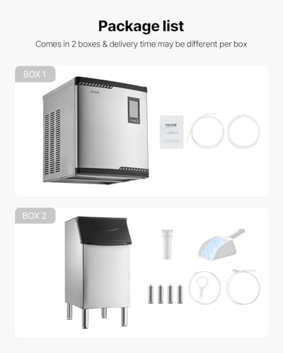 Image of VEVOR Commercial Ice Maker Machine, 300LBS /24H Ice-Making Machine, Ice Maker with 300LBS Stainless Steel Storage Bin, Auto Self-Cleaning, and Touchscreen, for Bar Cafe Restaurant Business