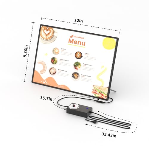 A4 Backlit LED Menu Light Box, Fits 8.27×11.69", Tabletop/Wall Mount, Dimmable, Black by Cjgyz - Image 7