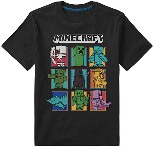 Minecraft Boys Short Sleeve Regular Fit, Blue/Black, 14-16 #TOP2