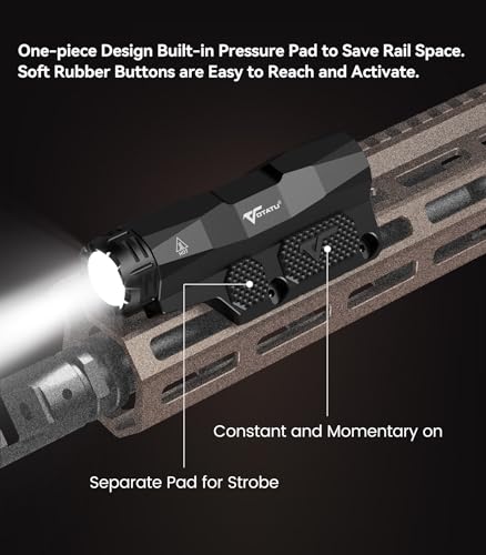 VOTATU ML50 Picatinny/Mlok Flashlight for Rifle, Max 2400 Lumens Weapon Light with Pressure Pad Switch, Rechargeable Flashlight and Tactical Strobe High/Low Mode - Thumbnail 4