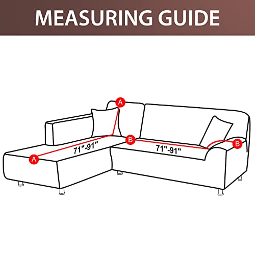 La Meack Super Stretch Sofa Covers For Sectional Sofa Set, L Shape Washable Couch Covers , 2Pcs Slipcovers Protector With 2Pcs Pillowcases For Dog Cat Pets Kids (3 Seat Sofa + 3 Seat Chaise, Coffee) #TOP6