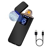 Encendedor Electrico, Pantalla Táctil Mechero USB Mechero Electric, sin Llama, a Prueba de Fuego, a Prueba de Viento, con Indicador de Batería, Cable USB y Caja de Regalo, para Cocina Cigarrillo