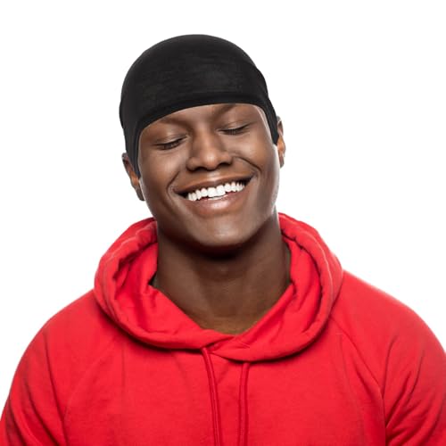 Pañuelo elástico para rastas de algodón negro que mantiene el cabello limpio 5