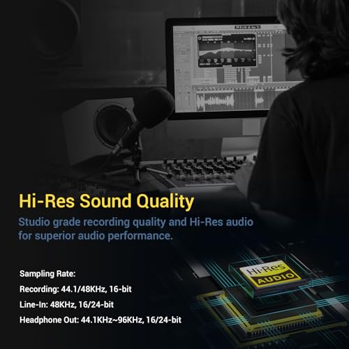 Cubilux HLMS-C5 USB to 6.35mm Audio Adapter for Recording, 1/4-Inch Mono Microphone in, Stereo Line-in, Headphone Out to USB A Interface for Podcasting, Streaming, ONLY for Computer PC Laptop MacBook