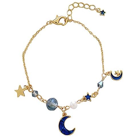 Bracelets for Girls Fashion Moon Star Charm Faux Pearl Beads Bracelet Women Bangle Jewelry Gift Cover
