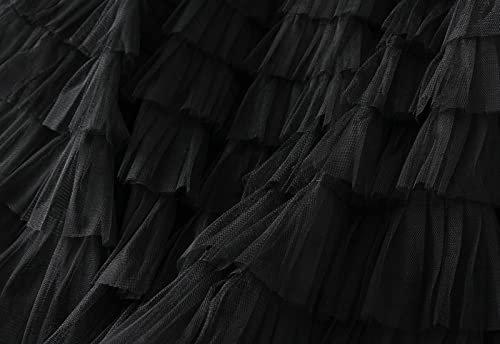NJNJGO Vestido feminino de princesa com cintura elástica em camadas para bolo saia tutu transparente