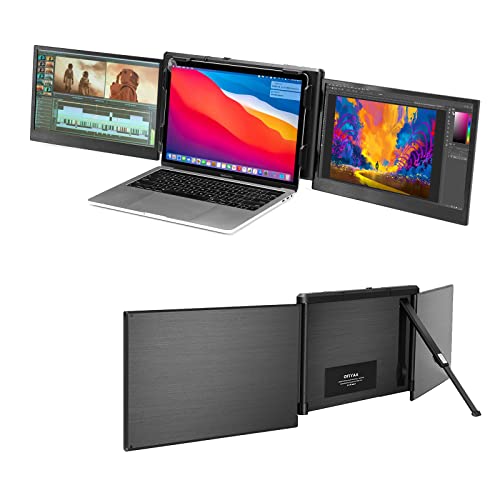 Monitor portátil triple para portátil - P2 Pro 13.3 '' Full 1920x1080p HD  IPS Dual Extender Pantalla para 13.3 ''~17'' MAC/Windows/Linux Laptop con  USB-C y USB-A - PREYCA