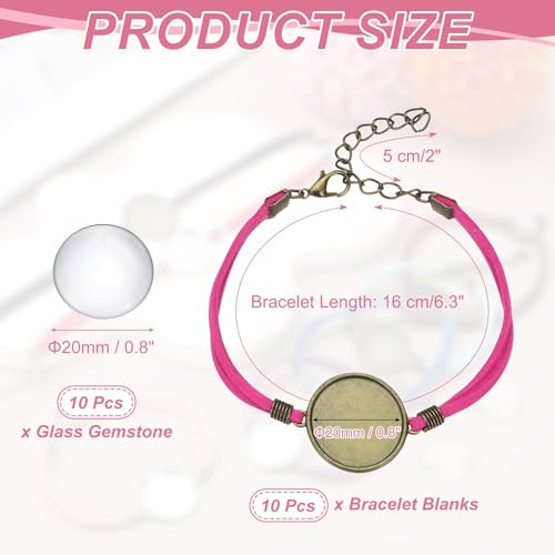 Pulsera en blanco para hacer joyas artesanales con base de bisel redondo y cristal transparente 2
