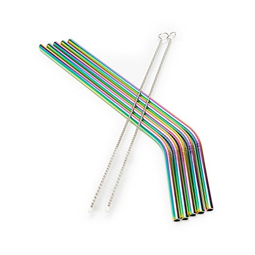 Stainless Steel Straws Iridescence Colors, Fits 30 Oz Tumbler, Extra Long Reusable Ecofriendly #TOP4
