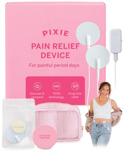 Pixie Period Pain Relief Device - Best PMS Relief Simulator with TENS Technology - Thinnest Wearable Tens Unit - Unnoticeable Under Clothes - Menstrual Cramp Comfort for Feminine Care