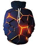 TUONROAD Kapuzenpullover Herren Damen Coole Geometrie Bedruckte Pullover Hoodies Frauen Männer Langarm Drawstring Taschen Fleece-Innenseite Kapuzen-Sweatshirt XL