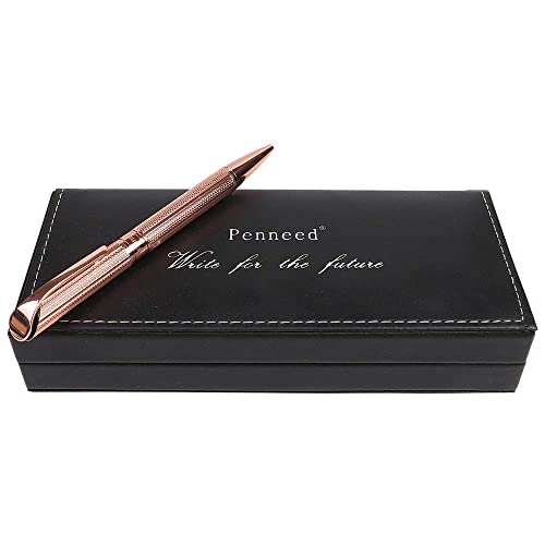 Penneed Ballpoint Pen With Gift Box, Retractable Pen For Men Women Executive Business Office School Supplies, Refillable 1.0Mm Black Ink B5 (Rose Gold) #TOP5