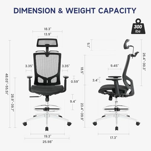 Nouhaus Mesh Office Chair Ergonomic Drafting Desk Chairs High Back With Adjustable Headrest thumb #1