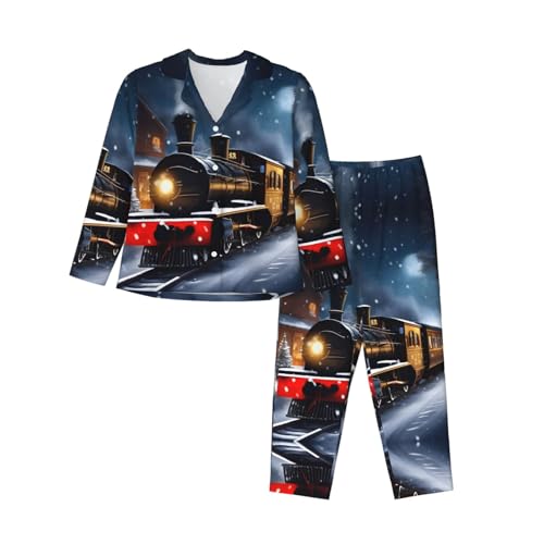 Pyjama train ferroviaire confortable pour les matins de Noël
