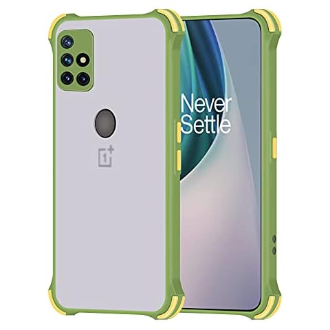 Coqibel Case for Oneplus Nord N10 5G, Translucent Matte Hard PC Back with 4 Shockproof Corners Soft TPU Edges Anti-Skid Scratch-Resistant Protective Cover(Dark Green/Orange) Cover