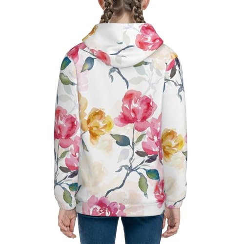 Colorful Flowers Kids Pullover Hoodies Boys Sweatshirts Girls Athletic Clothes with Pocket4
