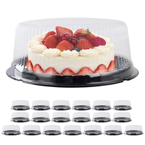 MAHIONG 20 PCS Plastic Cake Box with Lid, 8 Inch Cake Containers Carriers with Lids, Clear Cake Box, Cheesecake Packaging Boxes for Dessert, Cake, Cookies, Mooncake