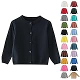 Navy Blue Cardigan for Girls Sweaters Basic Solid Long Sleeve Knit Tops Outwear Button Lightweight Crewneck Kids Sweater Clothes Navy 11-12 Years Halloween Cardigan Preppy Clothes for Girls 10-12