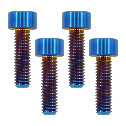 Image of M6x20 Titanium Bolts Hex Socket Cap Screw, Burnt Blue, 4PC | Lightweight Design, Ideal for Humid /Salty Environments, Socket Head Hex Key No Washer, MTB /Motorcycle Bolts