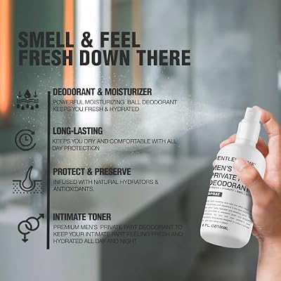 Men's Deodorant Spray for Intimate Areas - Anti-Chafing, Hydrating & Refreshing - with Aloe Vera & Witch Hazel - All Skin Types - Vegan - Amber Scent - 4oz