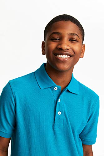 Image of French Toast Boys Short Sleeve Pique Polo Shirt (Standard & Husky), Black, 10