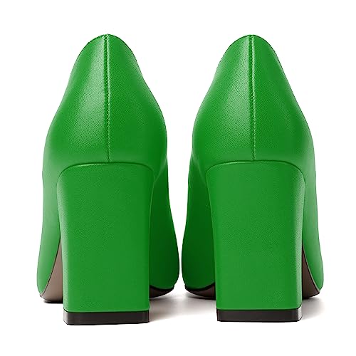 Image of MODENCOCO Womens Sexy Formal Matte Slip On Square Toe Work Block High Heel Loafers Shoes 3.5 Inch