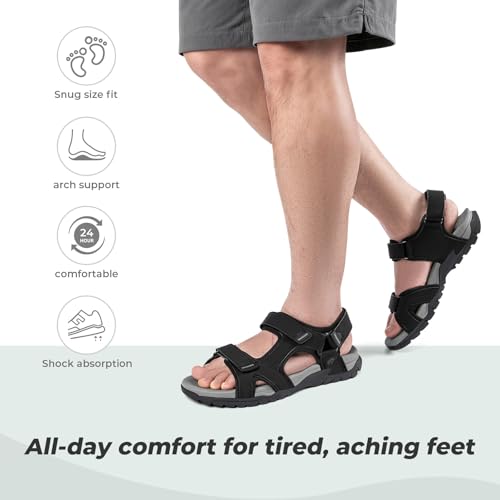 Image of FitVille Wide Sandals for Men With Arch Support Orthopedic Comfortable Summer Men's Wide Sandals for Plantar Fasciitis & Swollen Feet Breathable Outdoor Recovery Athletic Walking Sandal for Man