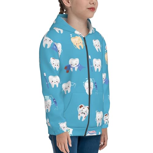 Cute Healthy Teeth Kid Hoodies Boys Zip Up Sweatshirts Girls Pullover with Pocket4