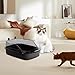 Open Litter Box Kitten Toilet Splashproof Cat Sandbox Cartoon Appearance Heighten 50x34x18cm Kitty Litter Pan Cat Litter Tray, Black